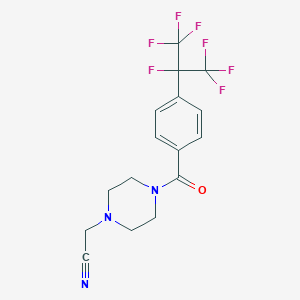 molecular formula C16H14F7N3O B7436250 2-[4-[4-(1,1,1,2,3,3,3-Heptafluoropropan-2-yl)benzoyl]piperazin-1-yl]acetonitrile 