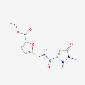 molecular formula C13H15N3O5 B7436272 ethyl 5-[[(2-methyl-3-oxo-1H-pyrazole-5-carbonyl)amino]methyl]furan-2-carboxylate 