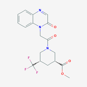 molecular formula C18H18F3N3O4 B7436292 methyl (3R,5S)-1-[2-(2-oxoquinoxalin-1-yl)acetyl]-5-(trifluoromethyl)piperidine-3-carboxylate 