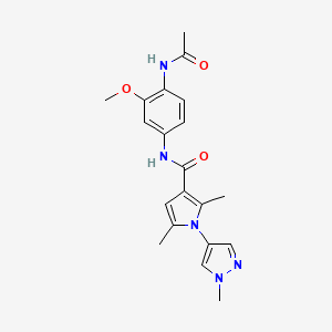 molecular formula C20H23N5O3 B7436306 N-(4-acetamido-3-methoxyphenyl)-2,5-dimethyl-1-(1-methylpyrazol-4-yl)pyrrole-3-carboxamide 