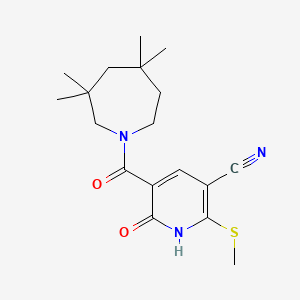 molecular formula C18H25N3O2S B7436318 2-methylsulfanyl-6-oxo-5-(3,3,5,5-tetramethylazepane-1-carbonyl)-1H-pyridine-3-carbonitrile 