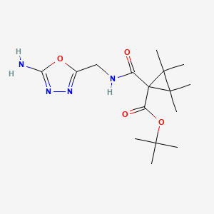 molecular formula C16H26N4O4 B7436344 Tert-butyl 1-[(5-amino-1,3,4-oxadiazol-2-yl)methylcarbamoyl]-2,2,3,3-tetramethylcyclopropane-1-carboxylate 