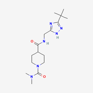 molecular formula C16H28N6O2 B7436371 4-N-[(3-tert-butyl-1H-1,2,4-triazol-5-yl)methyl]-1-N,1-N-dimethylpiperidine-1,4-dicarboxamide 