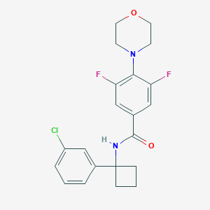 molecular formula C21H21ClF2N2O2 B7436380 N-[1-(3-chlorophenyl)cyclobutyl]-3,5-difluoro-4-morpholin-4-ylbenzamide 