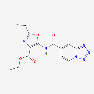 molecular formula C14H14N6O4 B7436391 Ethyl 2-ethyl-5-(tetrazolo[1,5-a]pyridine-7-carbonylamino)-1,3-oxazole-4-carboxylate 