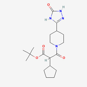 molecular formula C19H30N4O4 B7436396 Tert-butyl 2-cyclopentyl-3-oxo-3-[4-(5-oxo-1,4-dihydro-1,2,4-triazol-3-yl)piperidin-1-yl]propanoate 