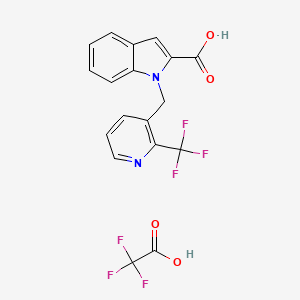 molecular formula C18H12F6N2O4 B7436407 2,2,2-Trifluoroacetic acid;1-[[2-(trifluoromethyl)pyridin-3-yl]methyl]indole-2-carboxylic acid 