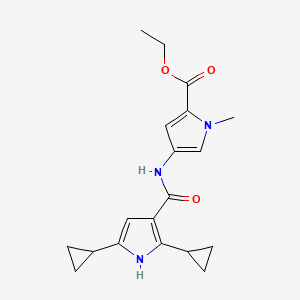 molecular formula C19H23N3O3 B7436447 ethyl 4-[(2,5-dicyclopropyl-1H-pyrrole-3-carbonyl)amino]-1-methylpyrrole-2-carboxylate 