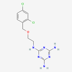 molecular formula C12H14Cl2N6O B7436490 2-N-[2-[(2,4-dichlorophenyl)methoxy]ethyl]-1,3,5-triazine-2,4,6-triamine 