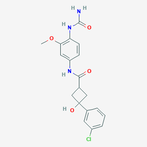 molecular formula C19H20ClN3O4 B7436497 N-[4-(carbamoylamino)-3-methoxyphenyl]-3-(3-chlorophenyl)-3-hydroxycyclobutane-1-carboxamide 