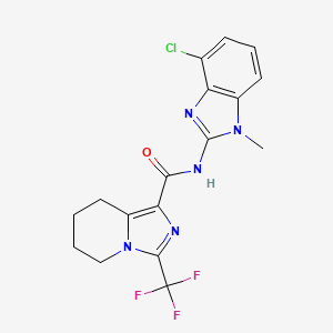 molecular formula C17H15ClF3N5O B7436507 N-(4-chloro-1-methylbenzimidazol-2-yl)-3-(trifluoromethyl)-5,6,7,8-tetrahydroimidazo[1,5-a]pyridine-1-carboxamide 
