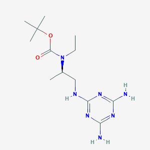 molecular formula C13H25N7O2 B7436515 tert-butyl N-[(2R)-1-[(4,6-diamino-1,3,5-triazin-2-yl)amino]propan-2-yl]-N-ethylcarbamate 