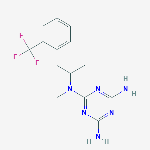 molecular formula C14H17F3N6 B7436516 2-N-methyl-2-N-[1-[2-(trifluoromethyl)phenyl]propan-2-yl]-1,3,5-triazine-2,4,6-triamine 