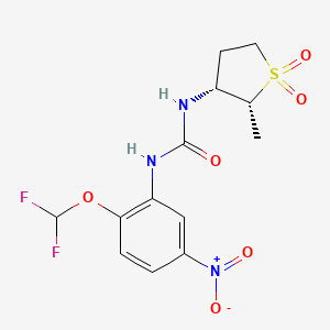 molecular formula C13H15F2N3O6S B7436523 1-[2-(difluoromethoxy)-5-nitrophenyl]-3-[(2R,3R)-2-methyl-1,1-dioxothiolan-3-yl]urea 