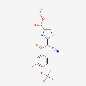molecular formula C17H13F3N2O4S B7436535 Ethyl 2-[1-cyano-2-[3-methyl-4-(trifluoromethoxy)phenyl]-2-oxoethyl]-1,3-thiazole-4-carboxylate 