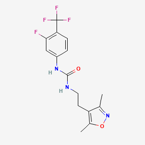 molecular formula C15H15F4N3O2 B7436556 1-[2-(3,5-Dimethyl-1,2-oxazol-4-yl)ethyl]-3-[3-fluoro-4-(trifluoromethyl)phenyl]urea 
