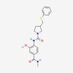 molecular formula C21H25N3O3S B7436570 N-[2-methoxy-4-(methylcarbamoyl)phenyl]-3-(phenylsulfanylmethyl)pyrrolidine-1-carboxamide 