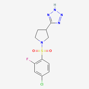 molecular formula C11H11ClFN5O2S B7436608 5-[1-(4-chloro-2-fluorophenyl)sulfonylpyrrolidin-3-yl]-2H-tetrazole 