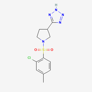 molecular formula C12H14ClN5O2S B7436609 5-[1-(2-chloro-4-methylphenyl)sulfonylpyrrolidin-3-yl]-2H-tetrazole 