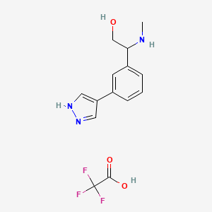 molecular formula C14H16F3N3O3 B7436652 2-(methylamino)-2-[3-(1H-pyrazol-4-yl)phenyl]ethanol;2,2,2-trifluoroacetic acid 