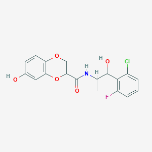 molecular formula C18H17ClFNO5 B7436667 N-[1-(2-chloro-6-fluorophenyl)-1-hydroxypropan-2-yl]-6-hydroxy-2,3-dihydro-1,4-benzodioxine-3-carboxamide 