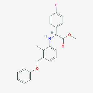 molecular formula C23H22FNO3 B7436713 Methyl 2-(4-fluorophenyl)-2-[2-methyl-3-(phenoxymethyl)anilino]acetate 