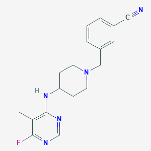 molecular formula C18H20FN5 B7436794 3-[[4-[(6-Fluoro-5-methylpyrimidin-4-yl)amino]piperidin-1-yl]methyl]benzonitrile 