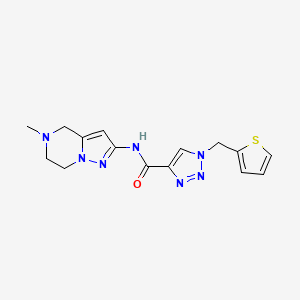 molecular formula C15H17N7OS B7436801 N-(5-methyl-6,7-dihydro-4H-pyrazolo[1,5-a]pyrazin-2-yl)-1-(thiophen-2-ylmethyl)triazole-4-carboxamide 