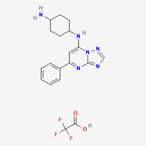 molecular formula C19H21F3N6O2 B7436815 4-N-(5-phenyl-[1,2,4]triazolo[1,5-a]pyrimidin-7-yl)cyclohexane-1,4-diamine;2,2,2-trifluoroacetic acid 