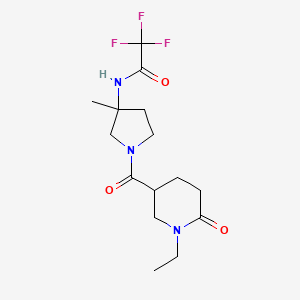 molecular formula C15H22F3N3O3 B7436816 N-[1-(1-ethyl-6-oxopiperidine-3-carbonyl)-3-methylpyrrolidin-3-yl]-2,2,2-trifluoroacetamide 