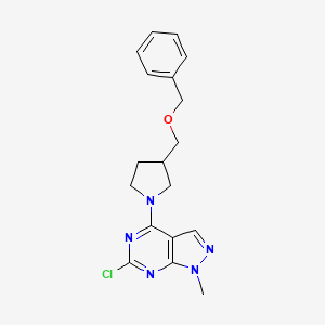 molecular formula C18H20ClN5O B7436817 6-Chloro-1-methyl-4-[3-(phenylmethoxymethyl)pyrrolidin-1-yl]pyrazolo[3,4-d]pyrimidine 