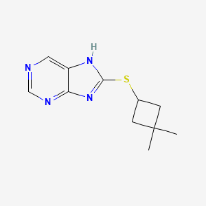 molecular formula C11H14N4S B7436829 8-(3,3-dimethylcyclobutyl)sulfanyl-7H-purine 