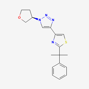 molecular formula C18H20N4OS B7436875 4-[1-[(3R)-oxolan-3-yl]triazol-4-yl]-2-(2-phenylpropan-2-yl)-1,3-thiazole 