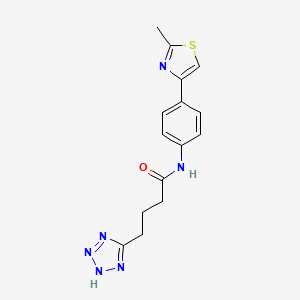 molecular formula C15H16N6OS B7436882 N-[4-(2-methyl-1,3-thiazol-4-yl)phenyl]-4-(2H-tetrazol-5-yl)butanamide 