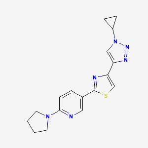 molecular formula C17H18N6S B7436887 4-(1-Cyclopropyltriazol-4-yl)-2-(6-pyrrolidin-1-ylpyridin-3-yl)-1,3-thiazole 