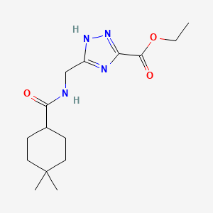 molecular formula C15H24N4O3 B7436896 ethyl 5-[[(4,4-dimethylcyclohexanecarbonyl)amino]methyl]-1H-1,2,4-triazole-3-carboxylate 