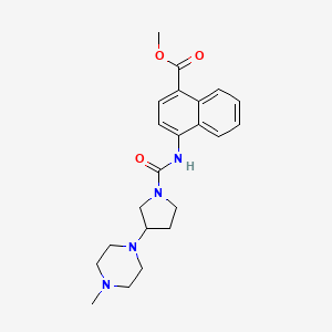 molecular formula C22H28N4O3 B7436915 Methyl 4-[[3-(4-methylpiperazin-1-yl)pyrrolidine-1-carbonyl]amino]naphthalene-1-carboxylate 