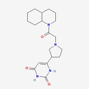 molecular formula C19H28N4O3 B7436924 6-[1-[2-(3,4,4a,5,6,7,8,8a-octahydro-2H-quinolin-1-yl)-2-oxoethyl]pyrrolidin-3-yl]-1H-pyrimidine-2,4-dione 