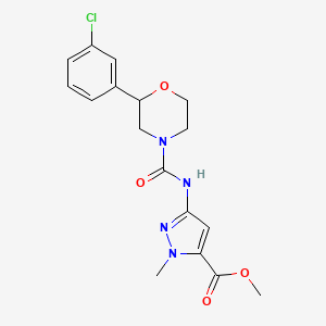 molecular formula C17H19ClN4O4 B7436932 Methyl 5-[[2-(3-chlorophenyl)morpholine-4-carbonyl]amino]-2-methylpyrazole-3-carboxylate 