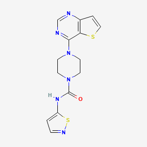 molecular formula C14H14N6OS2 B7436937 N-(1,2-thiazol-5-yl)-4-thieno[3,2-d]pyrimidin-4-ylpiperazine-1-carboxamide 