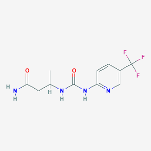 molecular formula C11H13F3N4O2 B7436957 3-[[5-(Trifluoromethyl)pyridin-2-yl]carbamoylamino]butanamide 