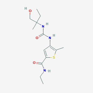 molecular formula C14H23N3O3S B7436976 N-ethyl-4-[(1-hydroxy-2-methylbutan-2-yl)carbamoylamino]-5-methylthiophene-2-carboxamide 