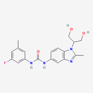 molecular formula C19H21FN4O3 B7436983 1-[1-(1,3-Dihydroxypropan-2-yl)-2-methylbenzimidazol-5-yl]-3-(3-fluoro-5-methylphenyl)urea 