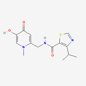 molecular formula C14H17N3O3S B7436997 N-[(5-hydroxy-1-methyl-4-oxopyridin-2-yl)methyl]-4-propan-2-yl-1,3-thiazole-5-carboxamide 