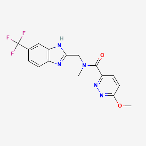 molecular formula C16H14F3N5O2 B7437003 6-methoxy-N-methyl-N-[[6-(trifluoromethyl)-1H-benzimidazol-2-yl]methyl]pyridazine-3-carboxamide 