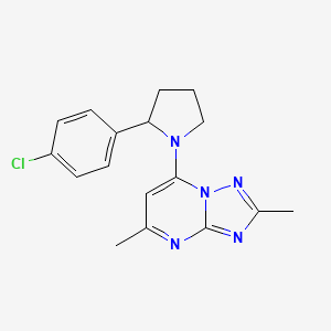molecular formula C17H18ClN5 B7437026 7-[2-(4-Chlorophenyl)pyrrolidin-1-yl]-2,5-dimethyl-[1,2,4]triazolo[1,5-a]pyrimidine 