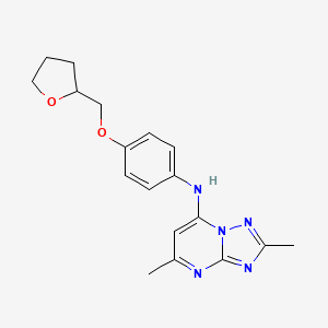 molecular formula C18H21N5O2 B7437027 2,5-dimethyl-N-[4-(oxolan-2-ylmethoxy)phenyl]-[1,2,4]triazolo[1,5-a]pyrimidin-7-amine 