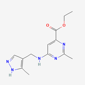 molecular formula C13H17N5O2 B7437030 ethyl 2-methyl-6-[(5-methyl-1H-pyrazol-4-yl)methylamino]pyrimidine-4-carboxylate 