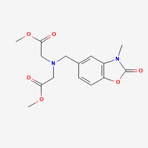 molecular formula C15H18N2O6 B7437037 Methyl 2-[(2-methoxy-2-oxoethyl)-[(3-methyl-2-oxo-1,3-benzoxazol-5-yl)methyl]amino]acetate 