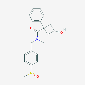 molecular formula C20H23NO3S B7437040 3-hydroxy-N-methyl-N-[(4-methylsulfinylphenyl)methyl]-1-phenylcyclobutane-1-carboxamide 